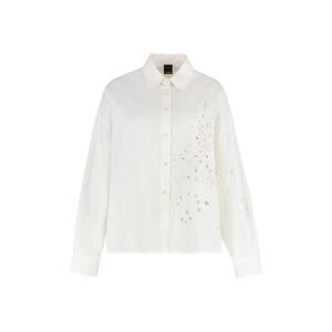 PINKO Embroidered Cotton Poplin Shirt Women WHITE T-Shirts & Tops
